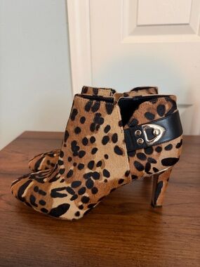 Vince Camuto Leopard-Print Ankle Booties with Black Strap